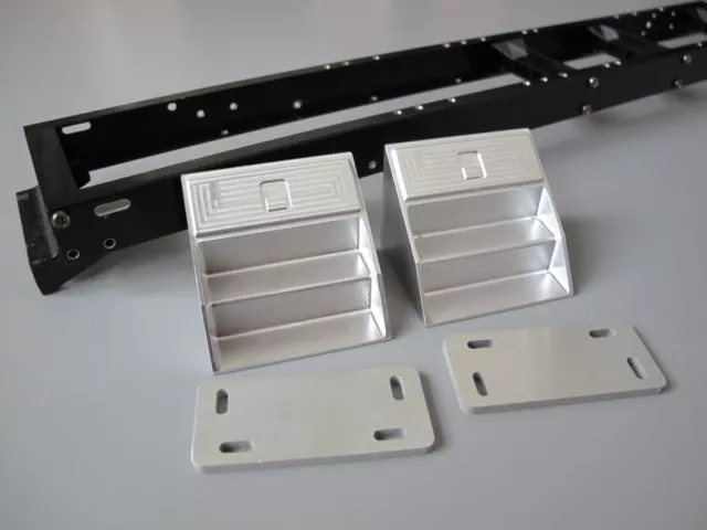 Pair Aluminum Angle Side Step + Bracket Tamiya 1/14 R/C King Grand Knight Hauler