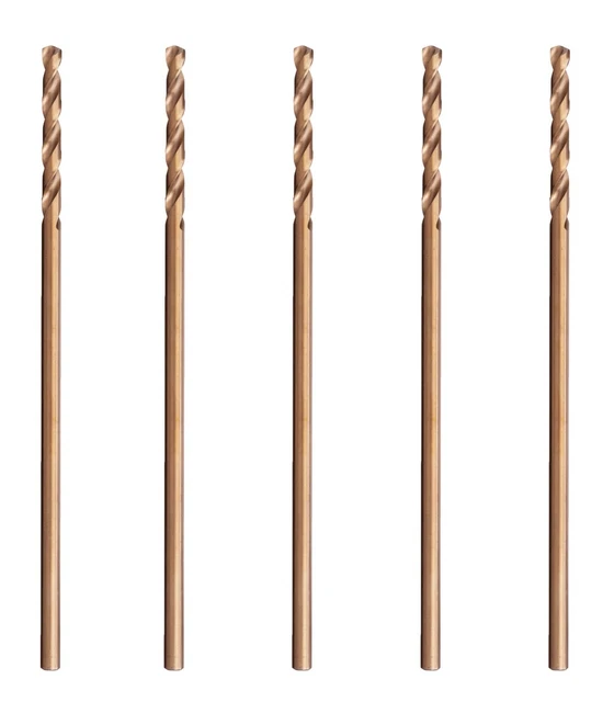 3/16"X6" HSS Cobalt Drill Bit Set Aircraft Extension Long Deep Hole Drills-5Pcs