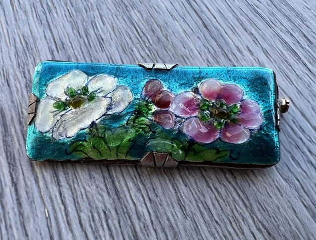 Broche Ancienne Email Emaux Limoges Signé 1920 Enamel Brooch