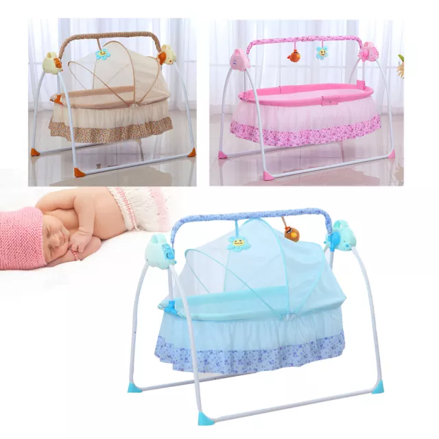 Electric Baby Crib Cradle Infant Rocker Auto-Swing Bed Baby Sleep Mosquito Bed