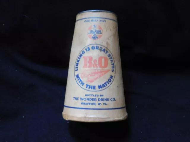 Original B&O Railroad MILK One Half Pint WAX Bottled by The Wonder Drink Co.