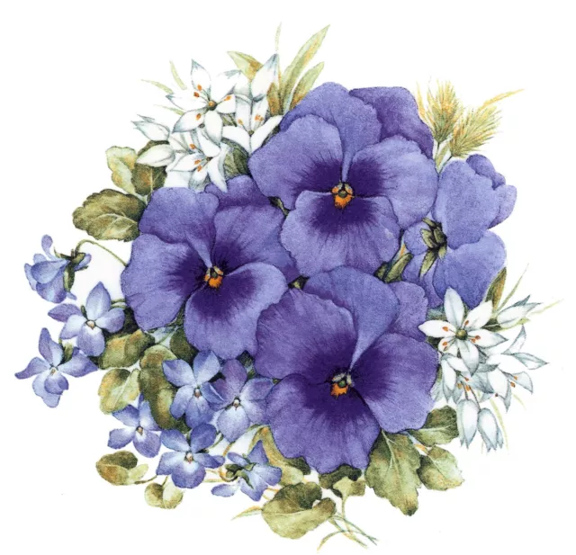 Calcomanías de cerámica tobogán de agua púrpura Pansy Flowers Select-A-Size Tx
