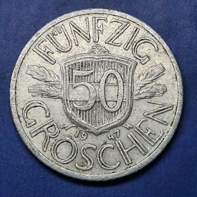 Austria 50 Groschen 1947 Coin - 0167