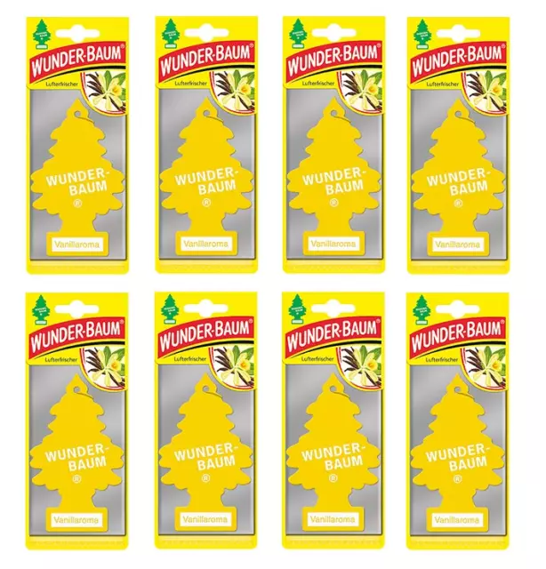 8 x WUNDER-BAUM - VANILLAROMA - CAR AIR FRESHENER - HANGING LITTLE TREE REFRESH