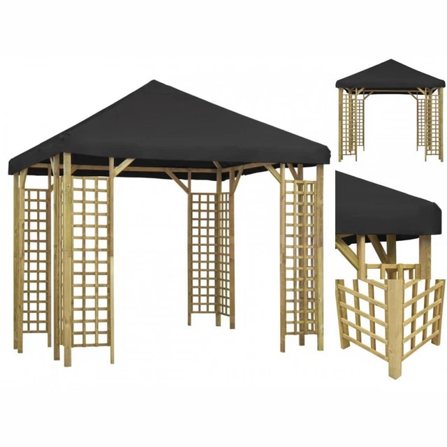 Pavillon Gartenzelt 3 X 3 M Anthrazit Holz