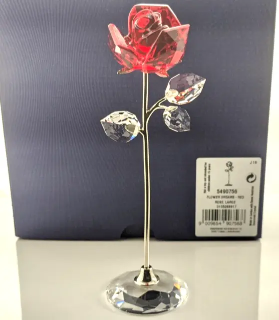 Swarovski Flower Dreams Crystal RED ROSE Large 5" 5490756 *Genuine* Mint in Box!