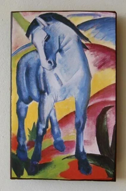 Blaues Pferd I v. Franz Marc Blauer Reiter Unikat auf 100 Jahre altem Ziegel 03