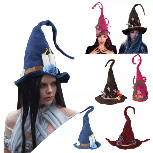 Witch Peaked Hat Halloween Party Cosplay Props Magic Wizard Hat Felt Witch Hats