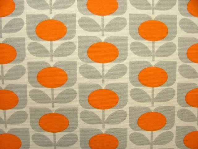 Créateur Orla Kiely Ditsy Cyclamen Orange Coton Rideaux Tapisserie Tissu