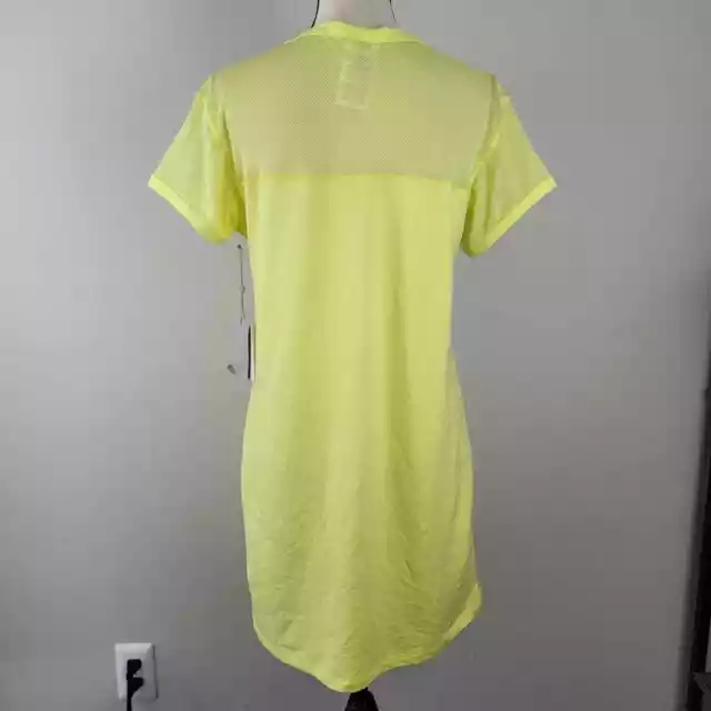 DKNY T Shirt Dress Womens Size Small Green Short Sleeve Mesh Blocked Sunny Lime 3