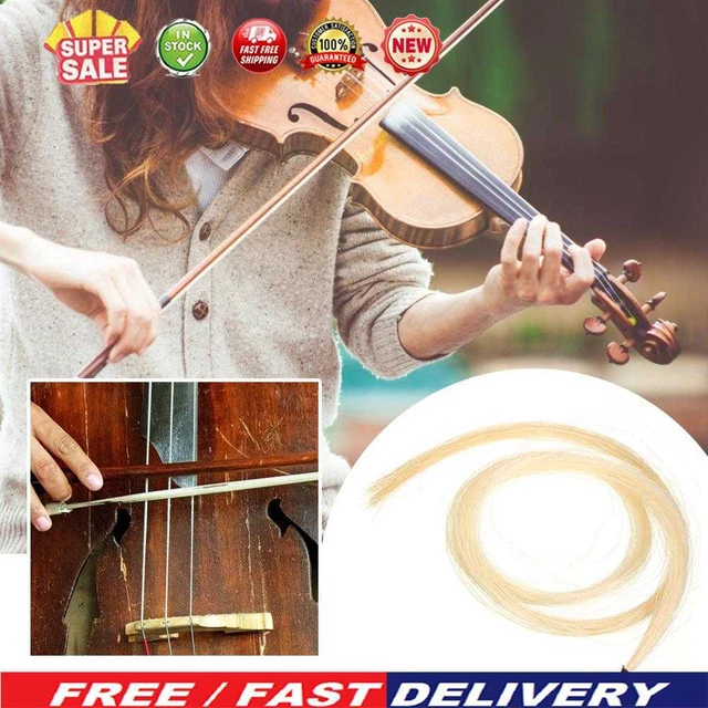 2 Hank Universal Yellow+White Stallion Horse Hair for Violin Bow Instrument Part