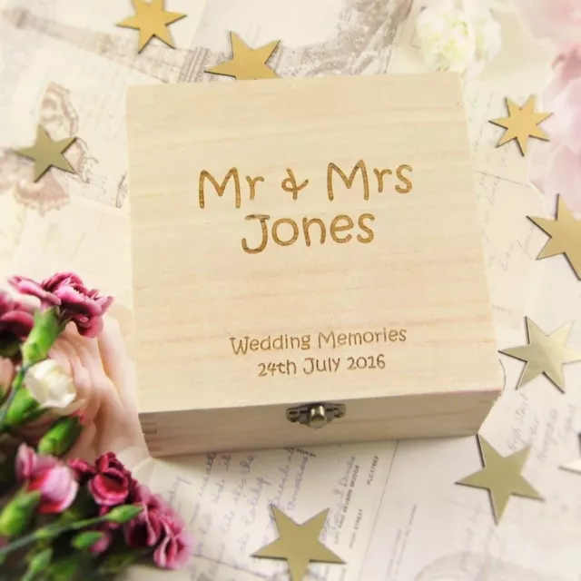 Wedding Memory Box Personalised Engraved Wooden Keepsake Box - Wedding Gift