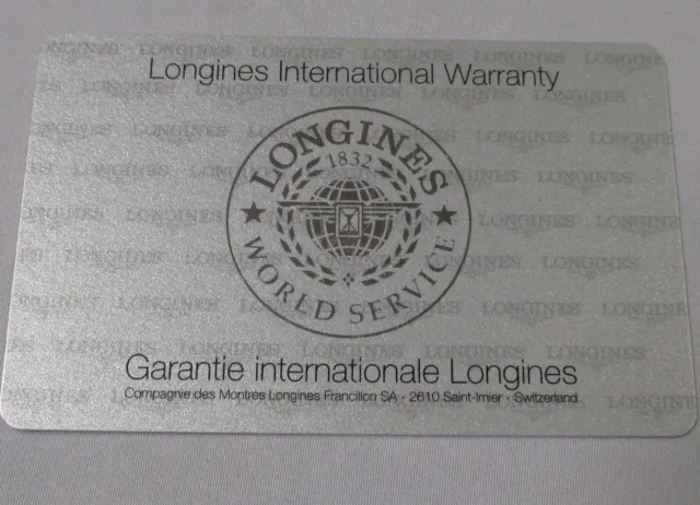 Open Blank Longines International Worldwide Service Guaranty and Warrante Card