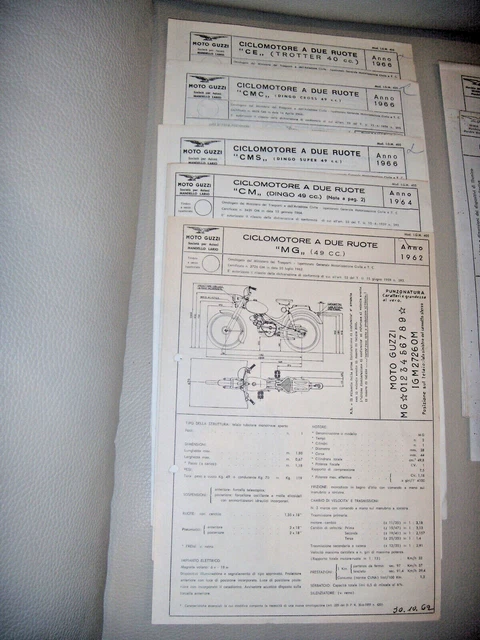 Motoguzzi Scheda Omologazione Trotter Dingo Cross Super Cmc Cm49 Mg *1 A Scelta*