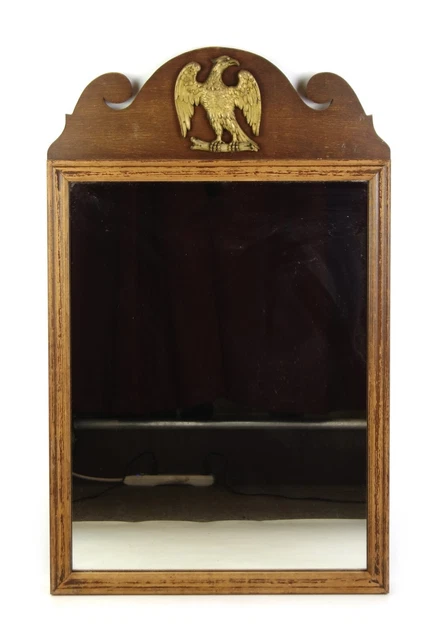 Vintage Federal Chippendale Style Wood Wall Mirror With Gold Painted Eagle