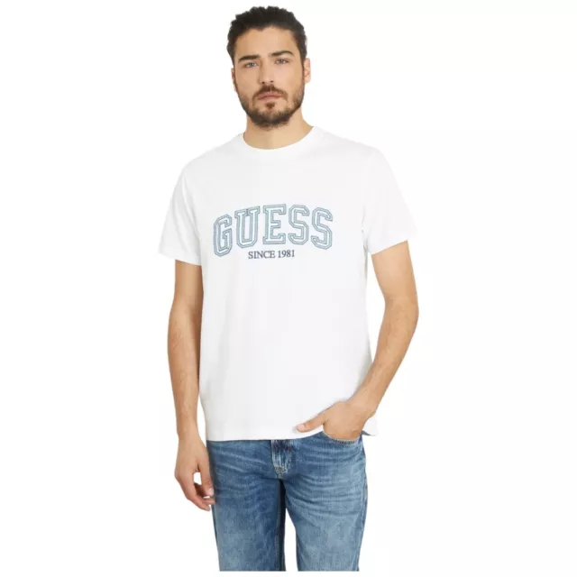 Guess t-shirt bianca maglietta uomo Guess logo College M4GI62 I3Z14