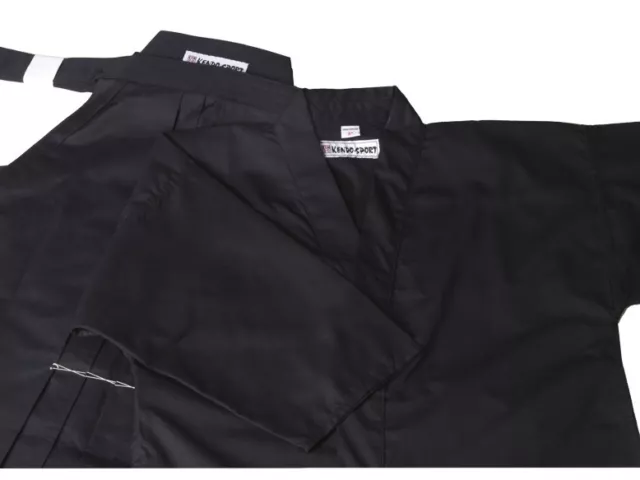 Gi und Hakama Set schwarz aus Tetron für Kendo Iaido Aikido