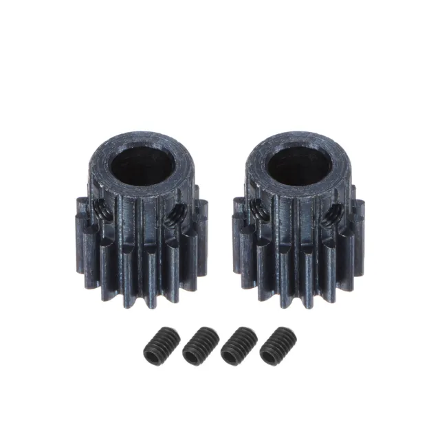 1Mod 16T Pinion Gear 8mm Bore 45# Steel Motor Rack Spur Gear with Step, 2 Set