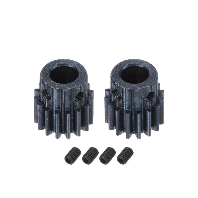 1Mod 16T Pinion Gear 8mm Bore 45# Steel Motor Rack Spur Gear with Step, 2 Set