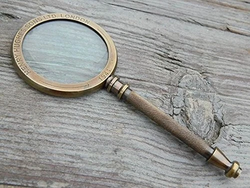 Pragati Creation 4" Brass Magnifying Glas Handled Office Product Reading Book