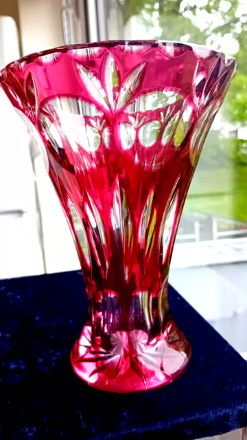 schwere Kristall Vase - NACHTMANN - Überfang - Designerobjekt -Höhe 18 cm- 1,3kg 3