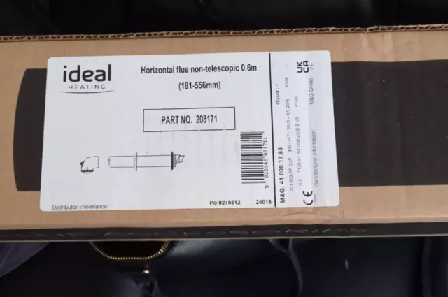 IDEAL HORIZONTAL FLUE KIT NON TELESCOPIC O.6m 181-556MM P/NUMBER  208171