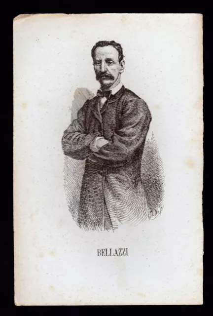 Federico Bellazzi Incisione Xilografia '800 Politico Deputato Regno D' Italia