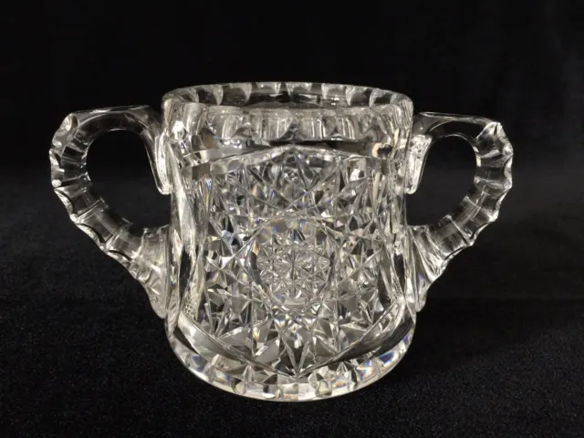American Brilliant Cut Glass Crystal Sugar Bowl, 3 1/4" Tall x 5 7/8" Widest