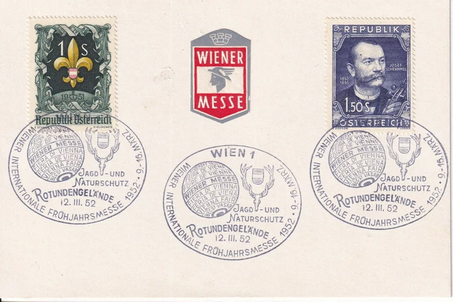 Wiener Messe-Karte mit Sonderstempel Rotundengelände 1952