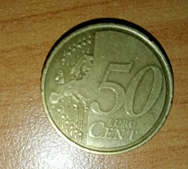 MONETA DA 50 CENTESIMI DI EURO MALTA 2008 con lettera "F" Presente nella stella