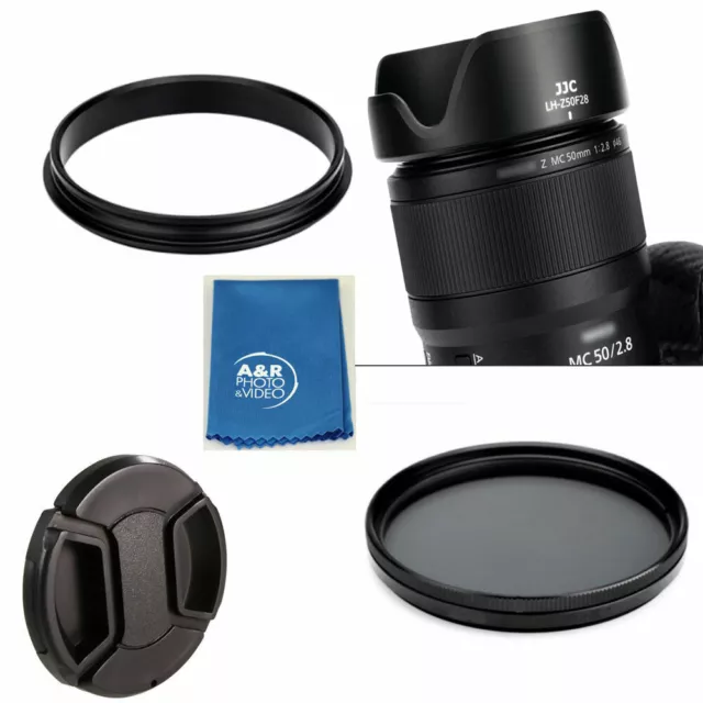 JJC LH-Z50F28 Lens Hood For Nikon NIKKOR Z MC 50mm f/2.8 Macro Lens Filter Cap +