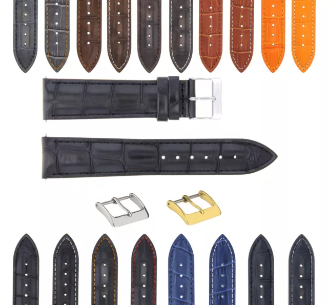 17-24Mm Genuine Croco Leather Watch Band Strap For Emporio Armani