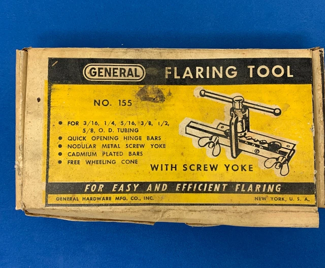 GENERAL NO 150 Flaring Tool w/ Screw Yoke for 3/16, 1/4, 5/16, 3/8, 1/2