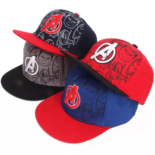 Kids Avengers Hip hop Snapback Hats Boys Girls Flat Brim Baseball Cap Sun Caps