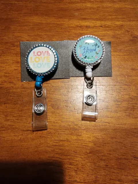 Multi-Colored Rhinestone Crystal Retractable ID Badge Reel Holder