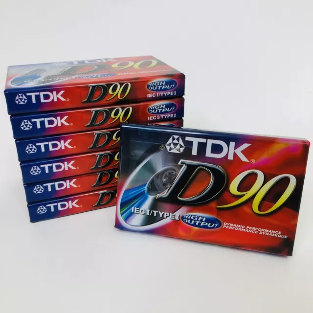 TDK Blank Audio Lot Of 7 Cassette Tapes D90 Brand New High Output Sealed Bundle