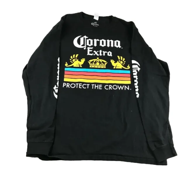 Corona Extra Shirt Mens Large Regular Black Protect The Crown Long Sleeves Tee