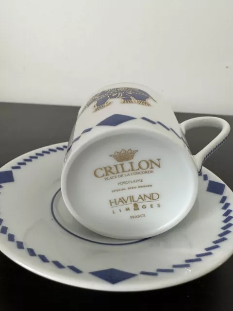 Haviland Limoges Hotel de CRILLON Elephant France Porcelain Blue Demitasse Rare 2