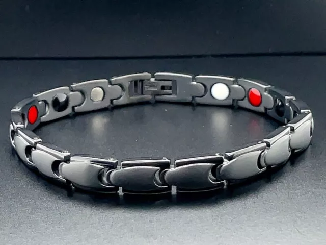 Bracciale Caccia Gioielli In Titanio Nero Opaco Con Magneti Terapeutici