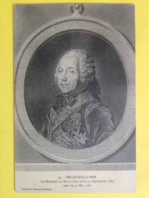 cpa Portrait Médaillon BELLE ÎLE en MER Le Maréchal de BELLE ISLE (1684-1761)
