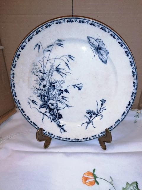 ASSIETTE PLATE ANCIENNE - LA FRANCAISE - décor RAISINS - terre de fer