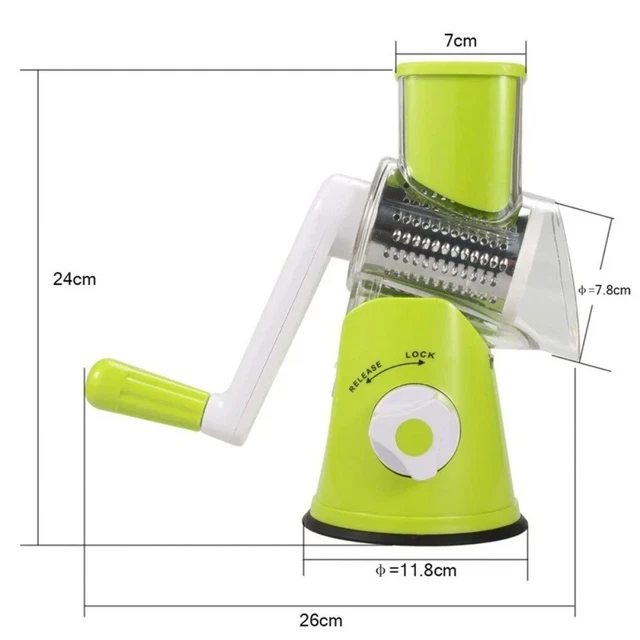 ROTARY VEGETABLE SLICER Cutter Manual Kitchen Cheese Chopper Machine £