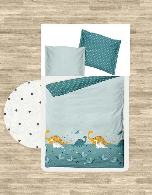 Ropa de cama Dino verde turquesa 100x135 40x60
