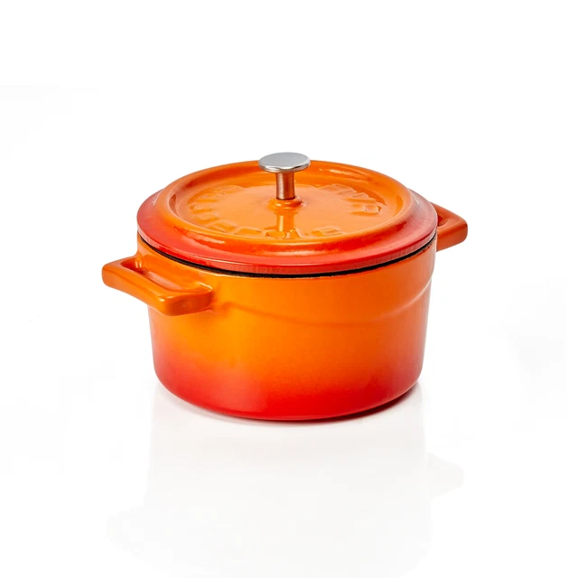 Cocette Topf Bräter Gusseisen orange  11x6 cm  mit angegossenen Griffen neu