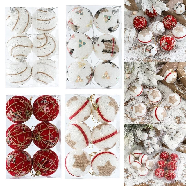 Boîte de 6 pièces décorations sapin de Noël ornements de bal de Noël (66 ca
