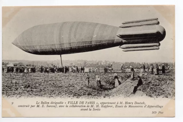 AVIATION Aérostation ballon dirigeable LA VILLE DE PARIS avant la sortie