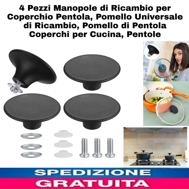 Manopole Ricambio Per Coperchi Pentole - Set Da 4, Universali, Nero, Bachelite E Acciaio - Foto 9