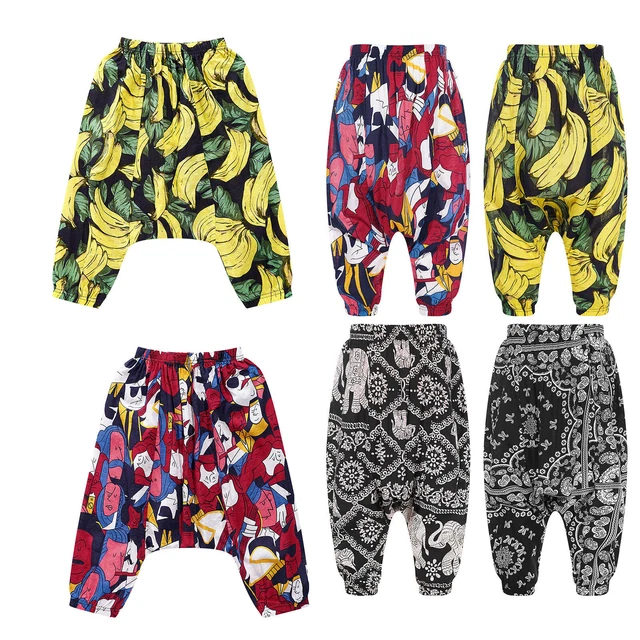 Pantaloncini per ragazze vacanza fioritura elastica vita elefante/fiore/banana stampa