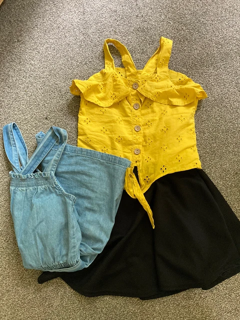Next Age 7 Girls Summer Bundle - Top, Skirt And Denim Play suit