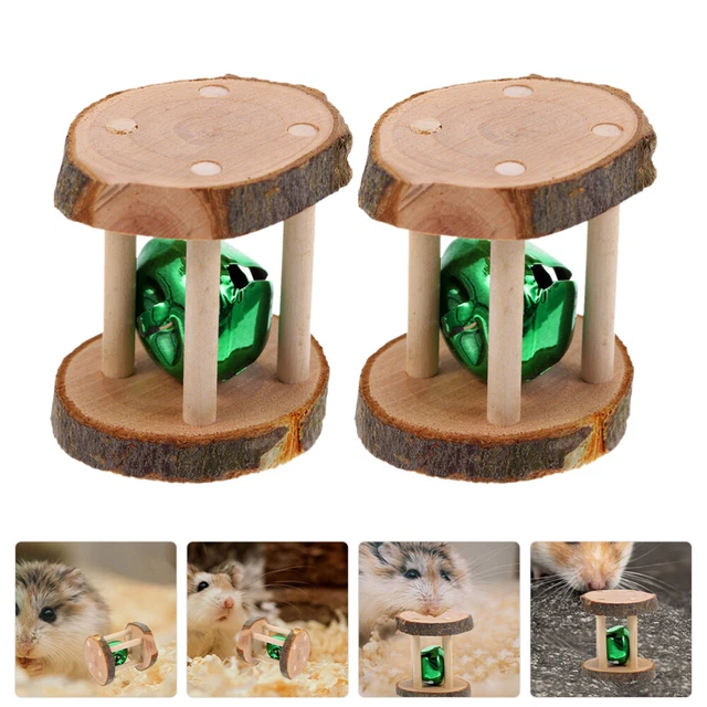 2 Pcs Hamster Toy Pet Chew Toys Bunny Interactive Teething Wooden Molar